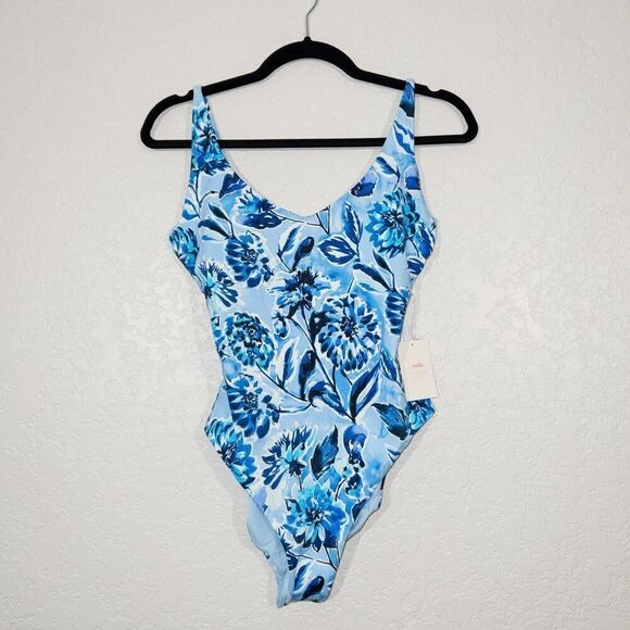 NWT Andie Blue Floral The Baia One Piece Swimsuit Size Medium‎ - Picture 3 of 7